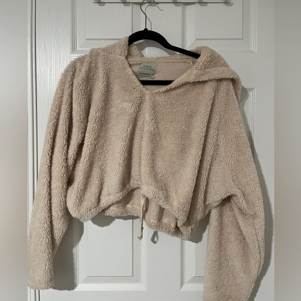 UO fuzzy cropped hoodie